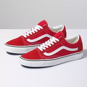 Vans Old Skool Racing Stripe Red/White Shoe            US Women 9.5/US Men 8.0
